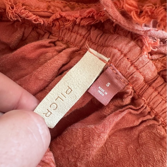 Anthropologie Pilcro Orange Textured Floral Button Front Midi Dress Womens Small - Picture 5 of 10